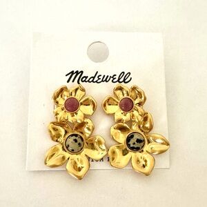 Madewell - Gold Floral Statement Earrings - NWT